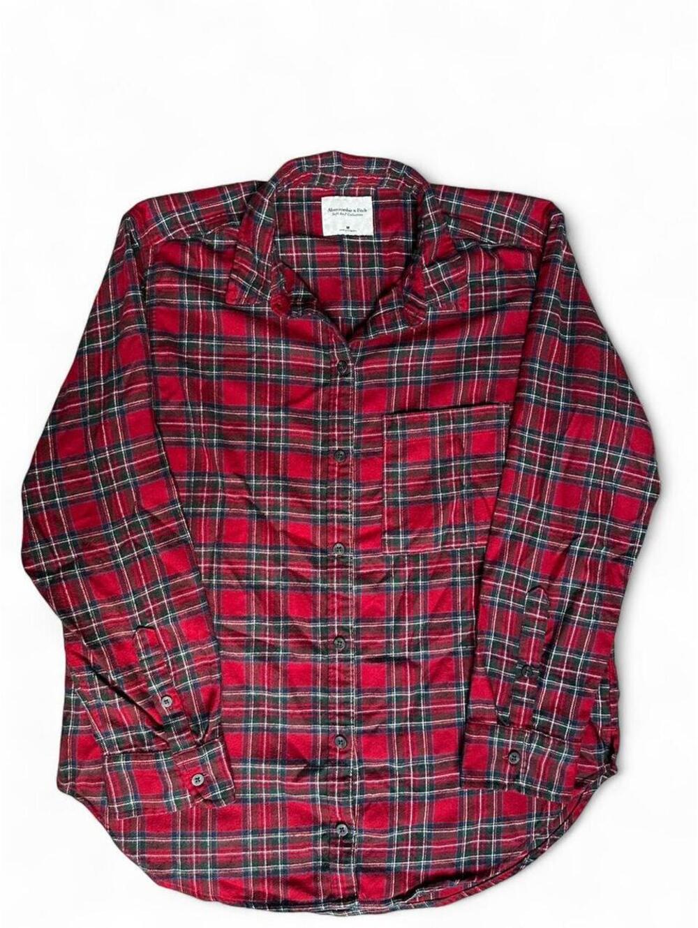 Abercrombie & Fitch Soft A&F Flannel Shirt Women’s M Red Tartan Plaid
